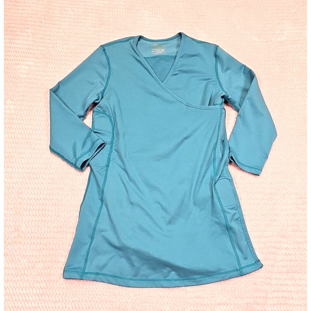 Nuroo Shirt Womens XS Small Newborn Babywearing Pocket Blue 3/4 Sleeve